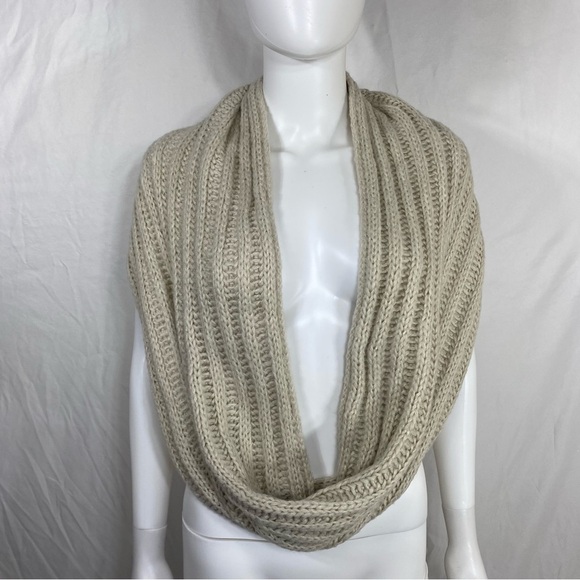 Neosan Bone Colored Ribbed Knit Snood Infinity Scarf - Picture 3 of 6